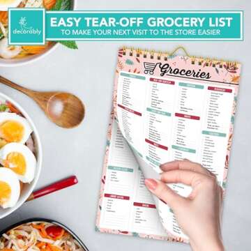 Decorably Floral Pink Grocery List Pad - 52 Magnetic Sheets