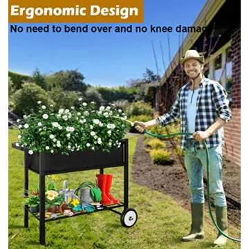 Koutemie Raised Planter Bed on Wheels for Easy Gardening