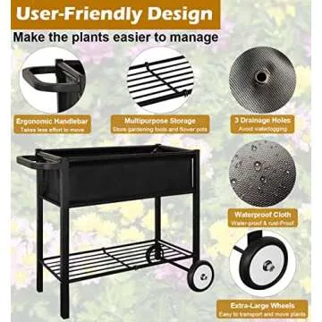 Koutemie Raised Planter Bed on Wheels for Easy Gardening