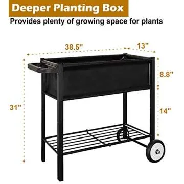 Koutemie Raised Planter Bed on Wheels for Easy Gardening