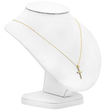 Elegant Amanda Rose 10K Gold Cross Pendant Necklace