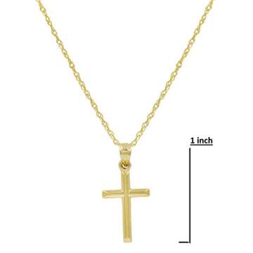 Elegant Amanda Rose 10K Gold Cross Pendant Necklace