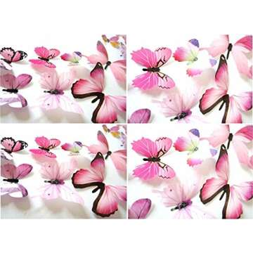 Trubetter 24 Pcs Pink Butterfly Wall Decals for Decor