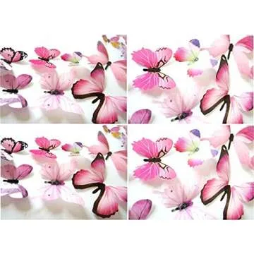 Trubetter 24 Pcs Pink Butterfly Wall Decals for Decor