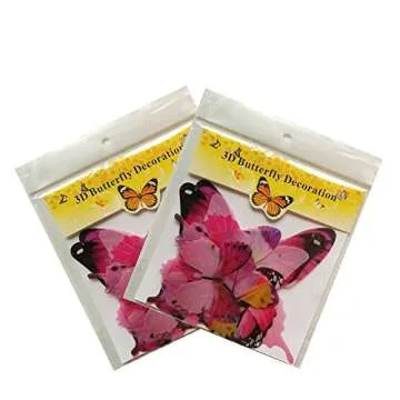 Trubetter 24 Pcs Pink Butterfly Wall Decals for Decor