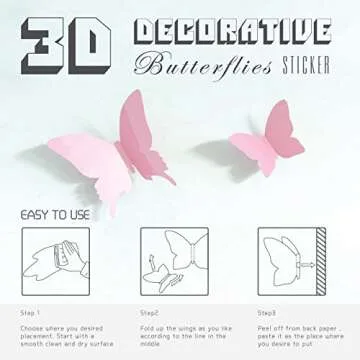 Trubetter 24 Pcs Pink Butterfly Wall Decals for Decor