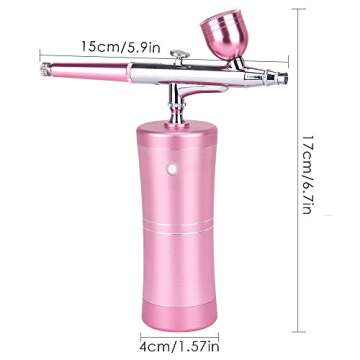 Airbrush Kit, Titoe Portable Handheld Mini Airbrush Compressor Set Kit with Air Brush Spray Gun for Makeup, Cake Decoration, Model Coloring, Manicure, Tattoo, Art Drawing （Pink)