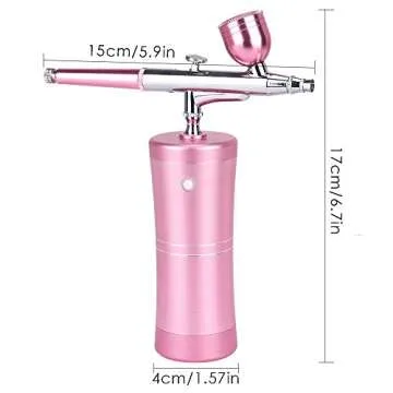 Airbrush Kit, Titoe Portable Handheld Mini Airbrush Compressor Set Kit with Air Brush Spray Gun for Makeup, Cake Decoration, Model Coloring, Manicure, Tattoo, Art Drawing （Pink)