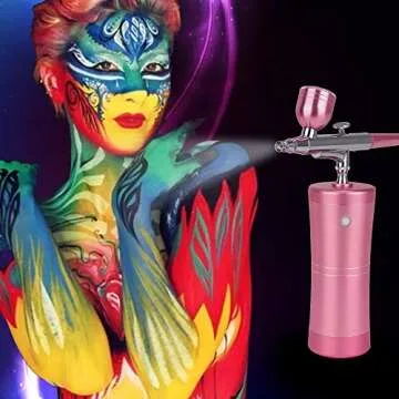 Airbrush Kit, Titoe Portable Handheld Mini Airbrush Compressor Set Kit with Air Brush Spray Gun for Makeup, Cake Decoration, Model Coloring, Manicure, Tattoo, Art Drawing （Pink)