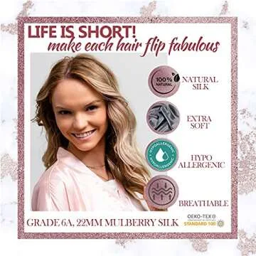 Klara Faire Heatless Hair Curlers -100% Silk Heatless Curling Rod Headband w/ 2Silk Hair Ties & 1Hair Clip | Authentic Grade 6A 22MM Mulberry Silk for heatless curls(Black Silver)