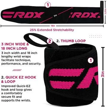 RDX Wrist Wraps for Weightlifting (Pair), IPL USPA Approved, Elasticated 18” Cotton Straps Support...