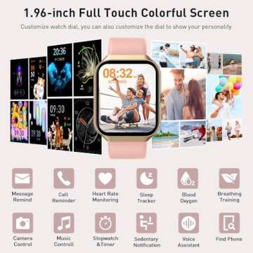 Smart Watch(Answer/Make Call), 2025 New Smartwatch for Men Women, 1.96" HD Fitness Watch with 110+ S...