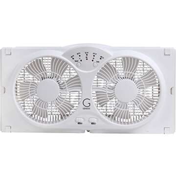 Genesis Twin Fan High Velocity Reversible AirFlow Fan, LED Indicator Lights Adjustable Thermostat & Max Cool Technology, ETL Certified, White (A1WINDOWFAN)