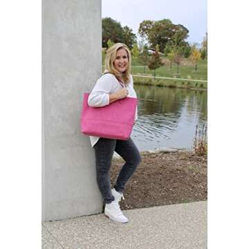 Oversized suede Taylor Tote in Magenta, the color of the year!