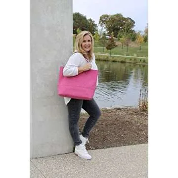 Stylish Oversized Suede Taylor Tote in Magenta