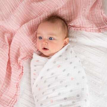 aden + anais Essentials Muslin Swaddle Blankets for Baby Girls and Boys, Newborn Receiving Blanket f...