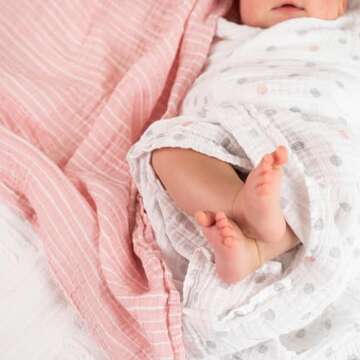 aden + anais Essentials Muslin Swaddle Blankets for Baby Girls and Boys, Newborn Receiving Blanket for Swaddling, 100% Cotton Baby Swaddle Wrap, 4 Pack, Doll