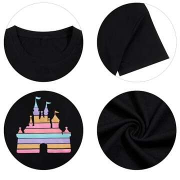 Magic Kingdom Shirt for Women: Funny Castle Graphic Tees Magical Fairy Tale Gift Casual Short Sleeve Tops Black