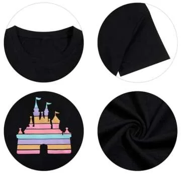 Magic Kingdom Shirt for Women: Funny Castle Graphic Tees Magical Fairy Tale Gift Casual Short Sleeve Tops Black
