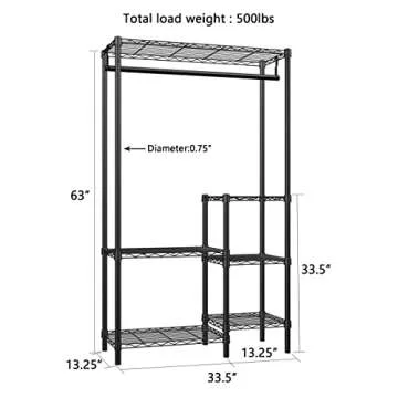 Xiofio Plant Stands for Indoor Plantsd Outdoor Plant Shelf, 6 Tier 16 Pots Flower Pots Holder Storage Shelf Flower Stands With hanger rod for Living Room Balcony and Garden,Black