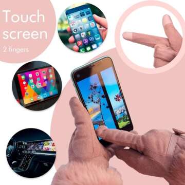 Hysenm Women Winter Gloves With Touch Screen Fingers Warm Suede Gloves Texting Thermal Windproof Mit...