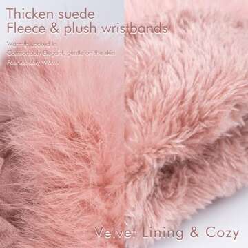 Hysenm Women Winter Gloves With Touch Screen Fingers Warm Suede Gloves Texting Thermal Windproof Mittens for Driving Running,Pink