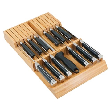 Utoplike In-Drawer Knife Block: Premium Bamboo Kitchen Organizer for 12 Knives