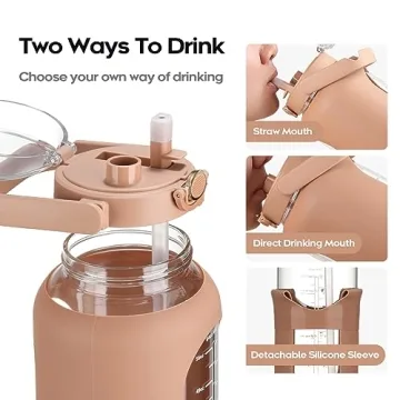 Chunmo 74 Oz Motivational Glass Water Bottle - 2.2L