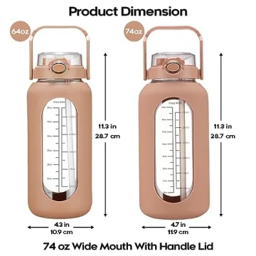 Chunmo 74 Oz Motivational Glass Water Bottle - 2.2L