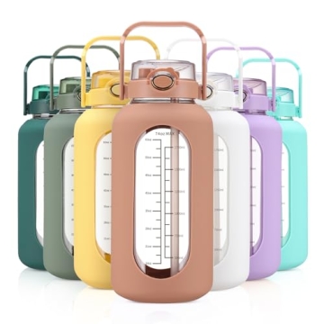 Chunmo 74 Oz Motivational Glass Water Bottle - 2.2L