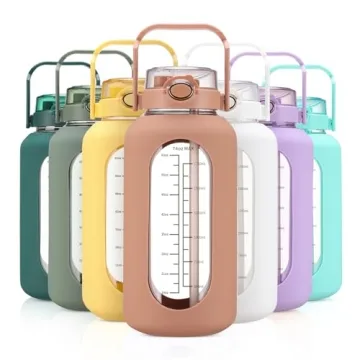 Chunmo 74 Oz Motivational Glass Water Bottle - 2.2L