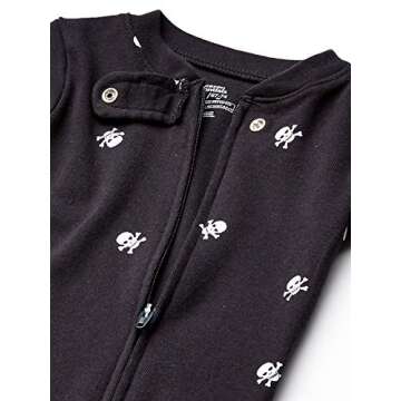 Amazon Essentials Unisex Toddlers' Cotton Snug-Fit Footed Sleeper Pajamas - Discontinued Colors, Black Skull, 4T