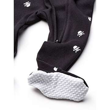 Amazon Essentials Unisex Toddlers' Cotton Snug-Fit Footed Sleeper Pajamas - Discontinued Colors, Black Skull, 4T