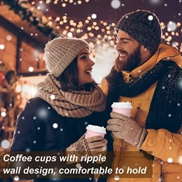 100 Pcs 12 oz Pink Disposable Coffee Cups for Parties