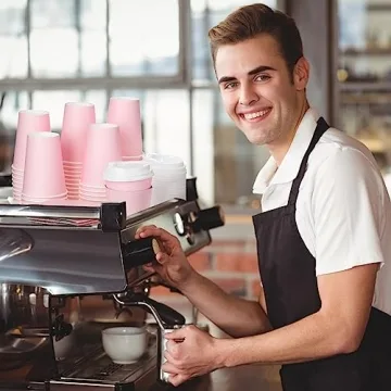 100 Pcs 12 oz Pink Disposable Coffee Cups for Parties