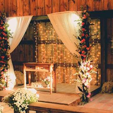 Brightown Curtain Lights 9.8X9.8 Feet 300 LED 11 Lighting Modes with Remote Control 2 Colors Hanging String Fairy Lights for Wall Bedroom Window Party Backdrop Lighting (Without Curtain)