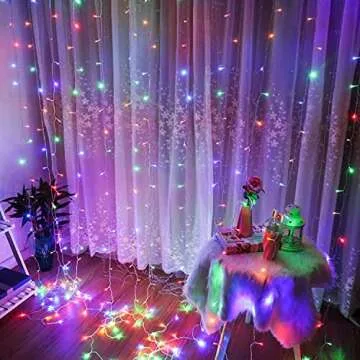 Brightown Curtain Lights 9.8X9.8 Feet 300 LED 11 Lighting Modes with Remote Control 2 Colors Hanging String Fairy Lights for Wall Bedroom Window Party Backdrop Lighting (Without Curtain)