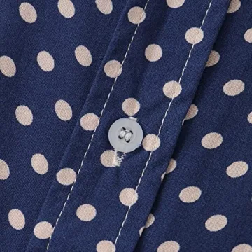 Men's Polka Dot Print Button Down Summer Shirt Top