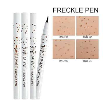 Freckle Pen 4 Colors Available, Natural Lifelike Freckle Makeup Pen, Waterproof Long Lasting Quick Dry - Light Brown, Natural Coffee, Chestnut, Dark Brown (2Pack) (3-Chestnut + 4-Dark Brown)