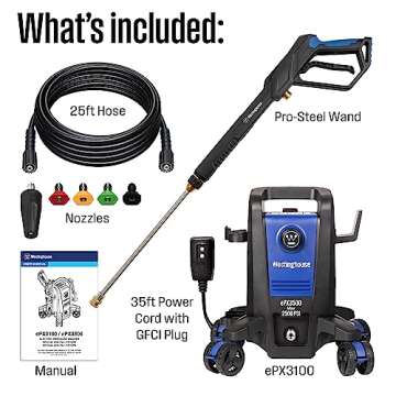 Westinghouse ePX3500 Electric Pressure Washer, 2500 Max PSI 1.76 Max GPM with Anti-Tipping Technolog...