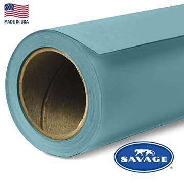 Savage Seamless Paper Photography Backdrop - Color #2 Sky Blue, Size 107 Inches Wide x 36 Feet Long,...