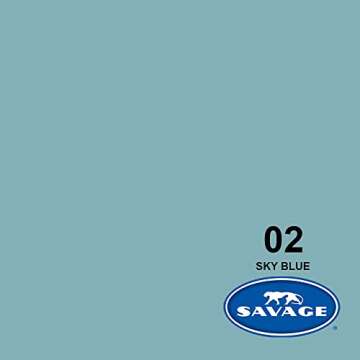 Savage Seamless Paper Photography Backdrop - Color #2 Sky Blue, Size 107 Inches Wide x 36 Feet Long, Backdrop for YouTube Videos, Streaming, Interviews and Portraits - Made in USA