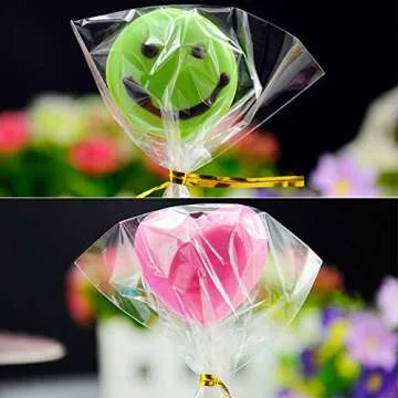 Augshy 300 Pcs Cake Pop Bags with Twist Ties - Clear OPP