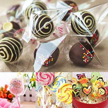 Augshy 300 Pcs Cake Pop Bags with Twist Ties - Clear OPP