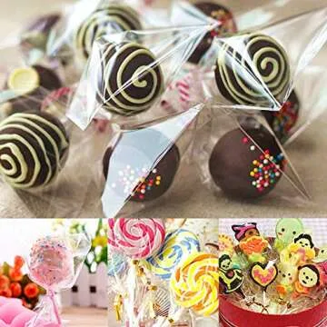 Augshy 300 Pcs Cake Pop Bags with Twist Ties - Clear OPP