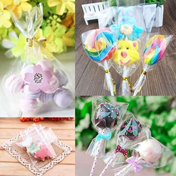 Augshy 300 Pcs Cake Pop Bags with Twist Ties - Clear OPP