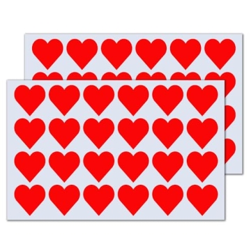 1200 Pack of 1" Red Heart Stickers - 50 Sheets for Crafting
