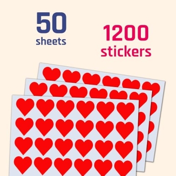 1200 Red Heart Stickers - Ideal for Crafting and Parties
