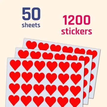 1200 Red Heart Stickers - Ideal for Crafting and Parties