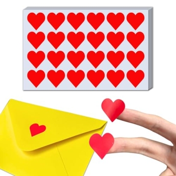 1200 Red Heart Stickers - Ideal for Crafting and Parties